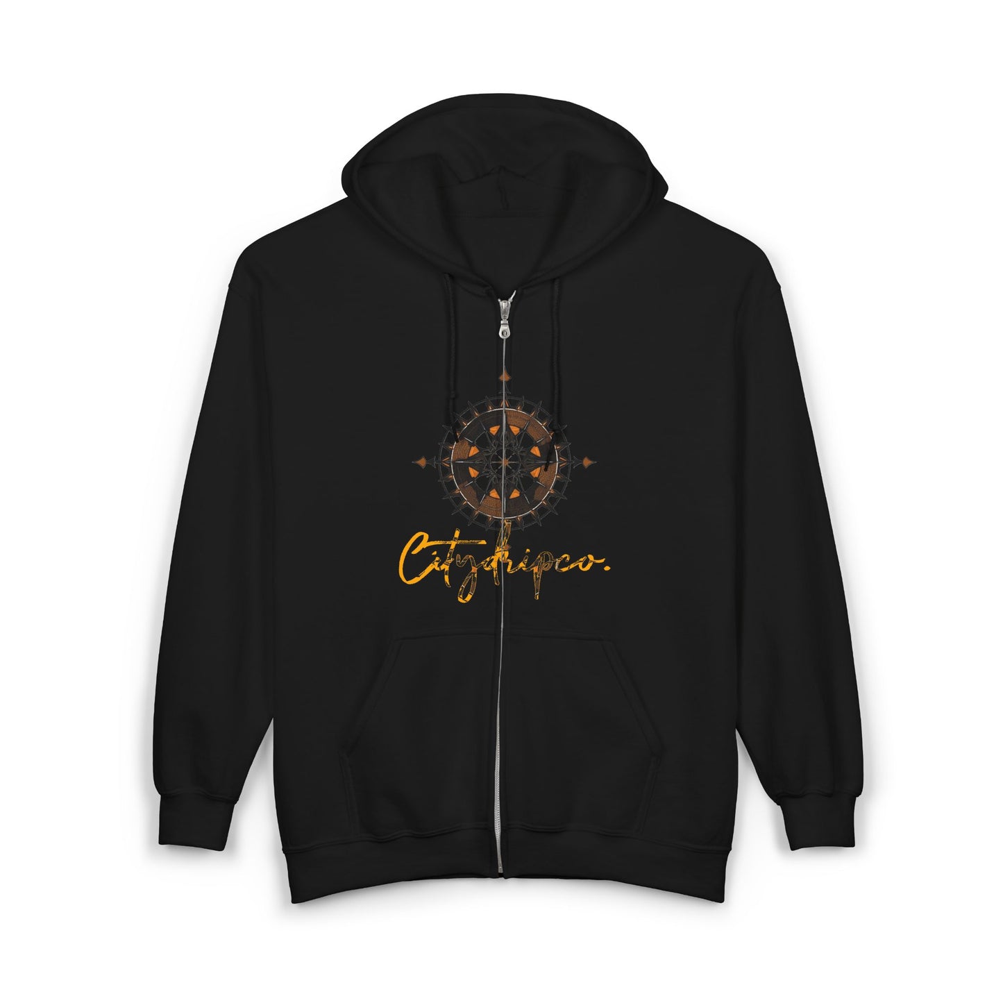 Citydripco. Stylish Zipped Compass Hoodie for Cozy Comfort, Astrology Design for Astrology Lovers, Perfect for Casual Wear, Gifts, Meditation