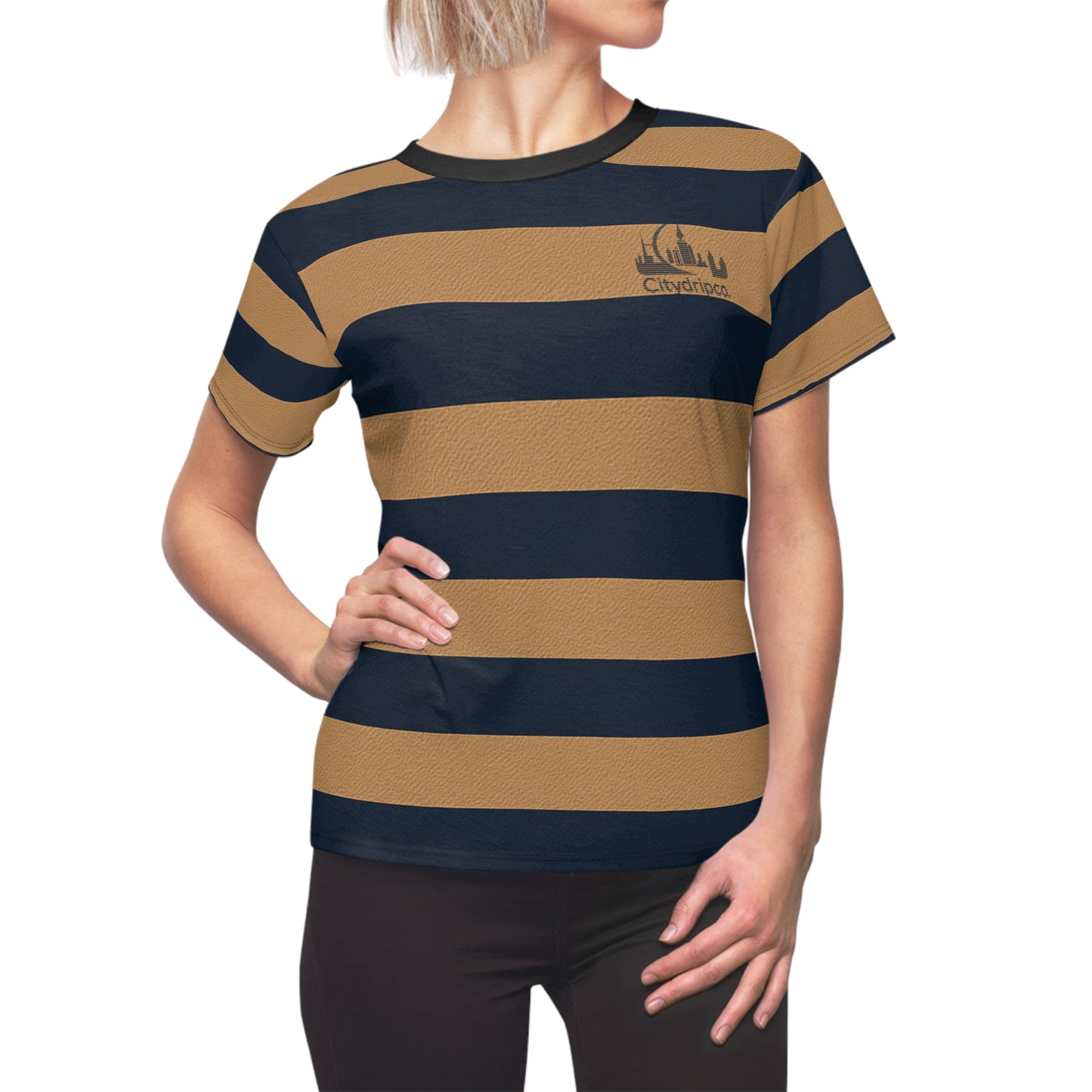A Citydripco. Striped Stylish Women's Cut & Sew Tee, Casual Striped Top, Perfect for Summer, Outdoor Adventures, Everyday Wear, Gift for Her