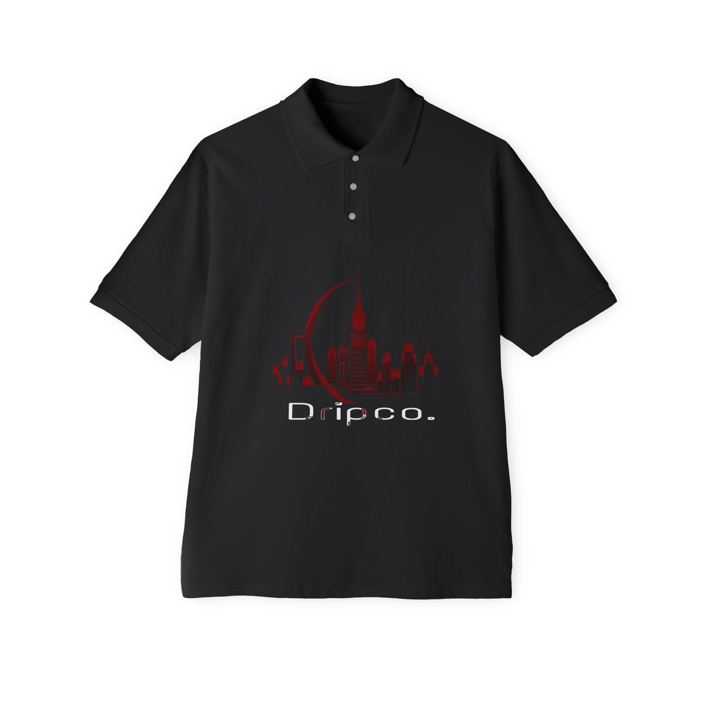 City Dripco. Men's Piqué Polo - Dripco Cityscape Design