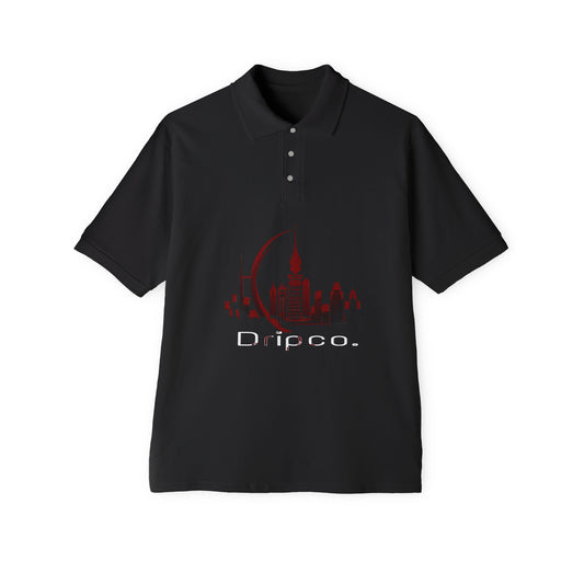 City Dripco. Men's Piqué Polo - Dripco Cityscape Design