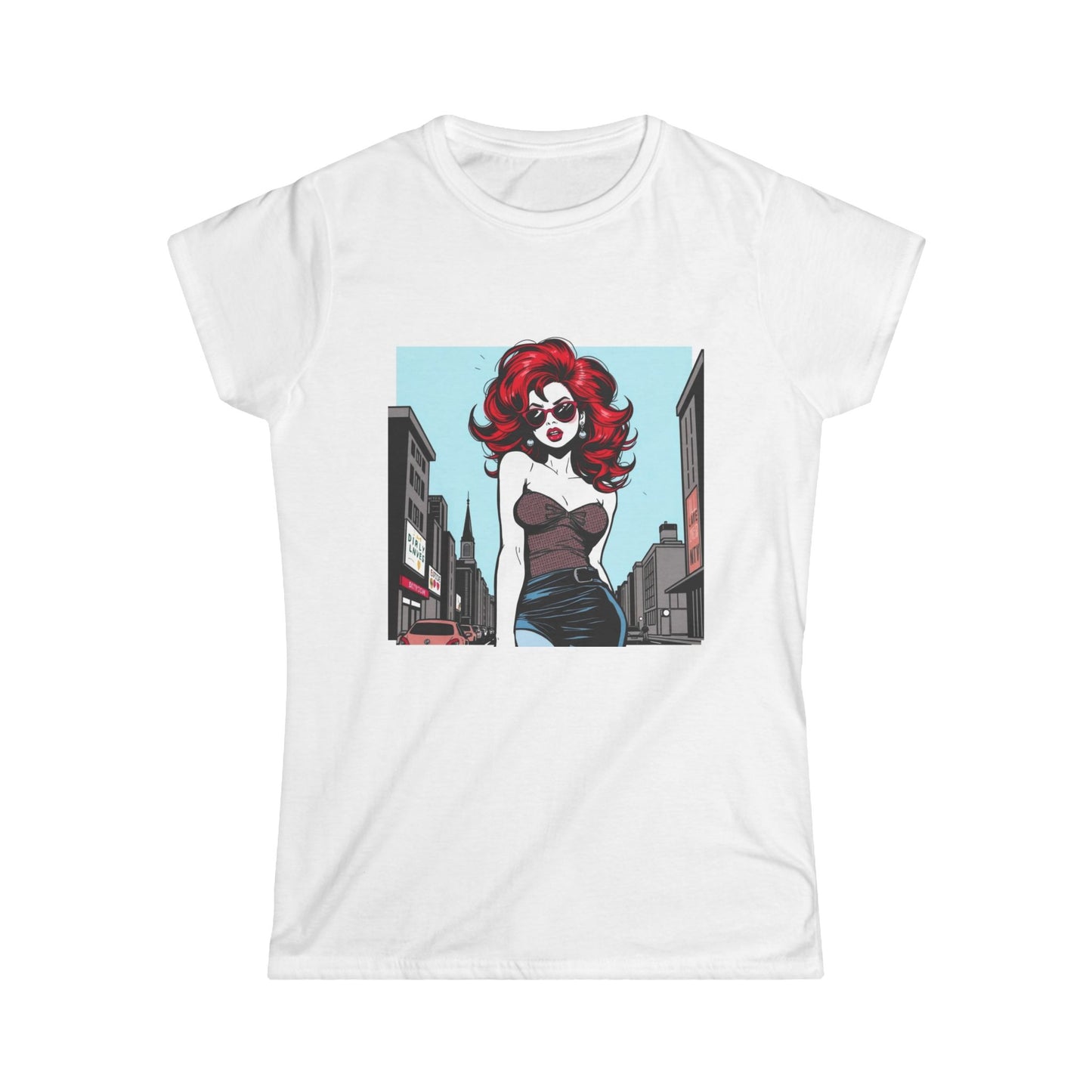 Retro Glam Chic Women's Softstyle Tee - Bold Fashion Graphic