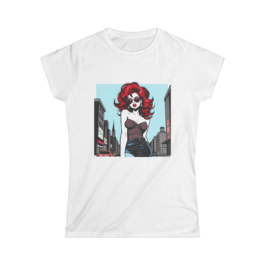 Retro Glam Chic Women's Softstyle Tee - Bold Fashion Graphic