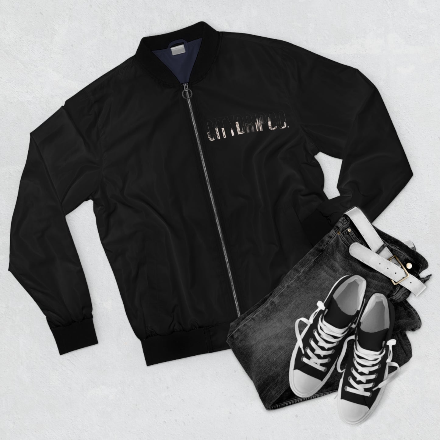 A Citydripco. Letter City Men's Bomber Jacket - Modern Fashion, Streetwear, Casual, Layering, Gift Idea