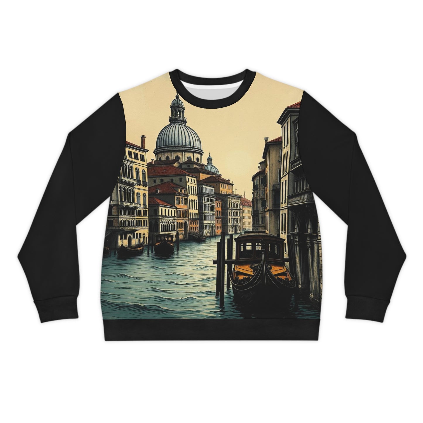A Citydripco. Scenic Venice AOP Lightweight Sweatshirt, Cozy Casual Wear, Travel Enthusiast Gift, Perfect for Spring and Fall, Artistic Apparel