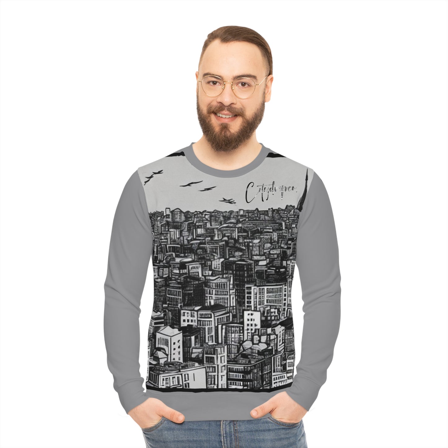 A Citydripco. Brick City Lightweight Sweatshirt, Cityscape Sweater, Cozy Casual Wear, Gift for Urbanites, Ideal for Fall & Winter