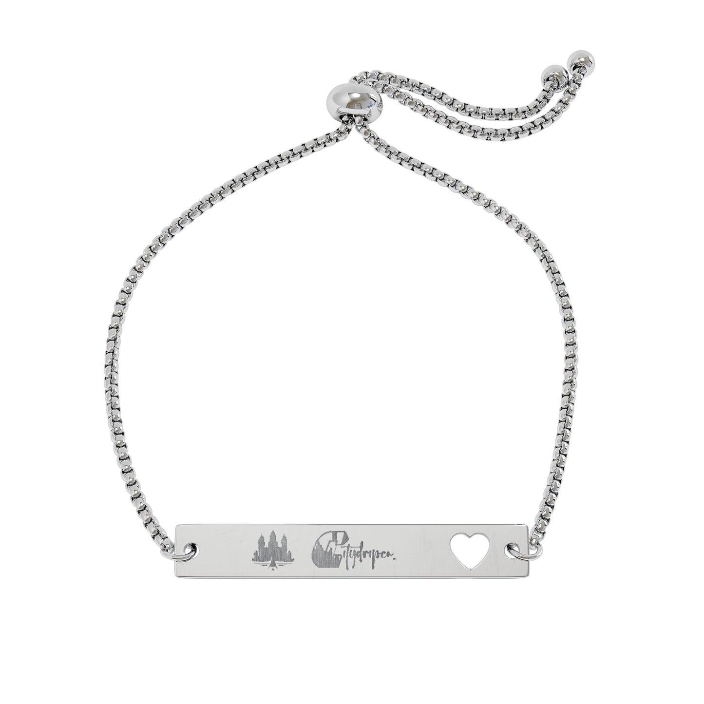 Citydripco. Engravable Heart Cutout Bar Bracelet — Adjustable Personalized Name Plate