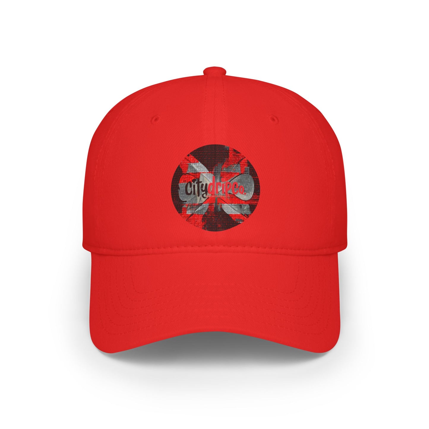 Citydripco. Red Flag Low Profile Baseball Cap with City Life Design, Trendy Hat for Outdoor Fun, Casual Wear, Summer Accessories, Gift for Friends