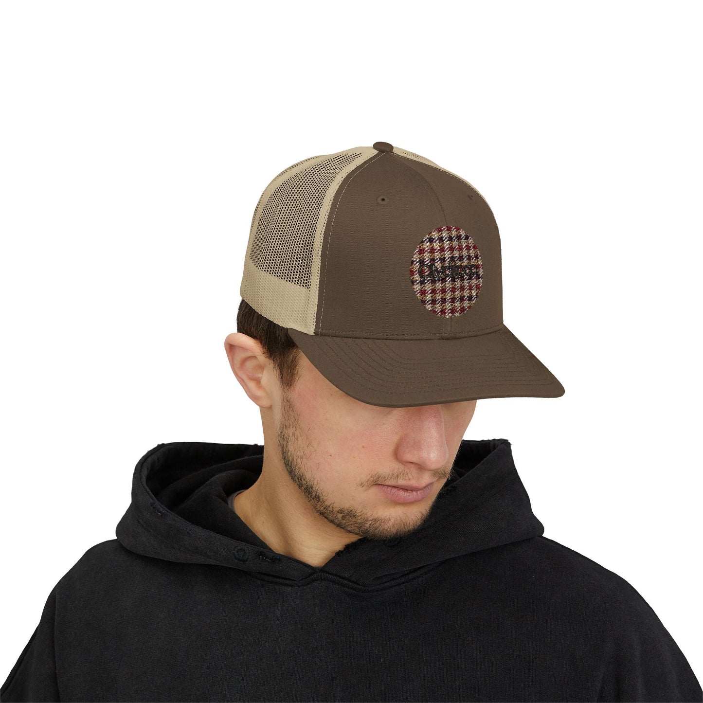 Citydripco. Plaid Brownleaf Pattern Snapback Trucker Cap - Trendy & Comfortable Hat