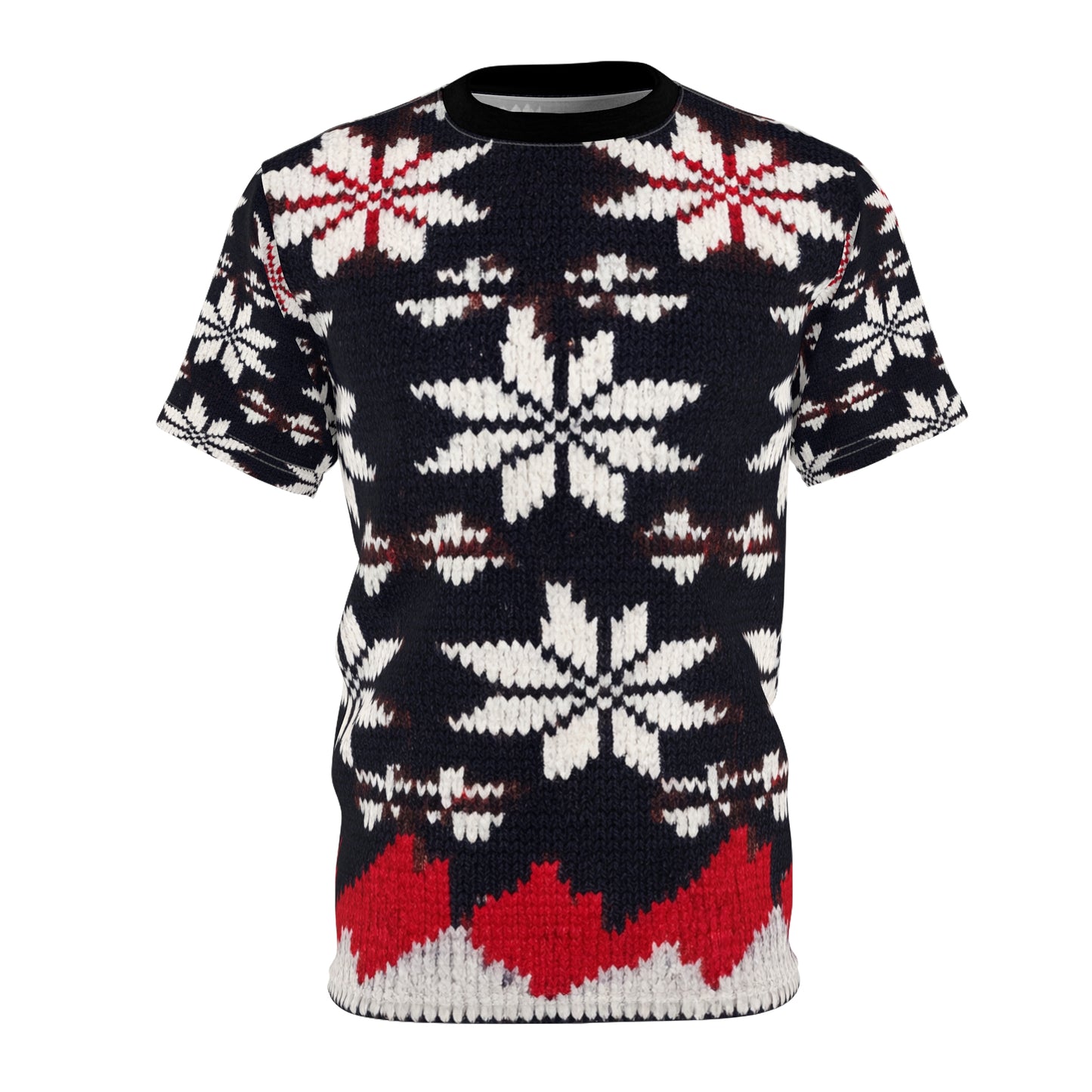 Citydripco. Winter Pattern Tee — Red & Black Holiday All-Over Print Shirt