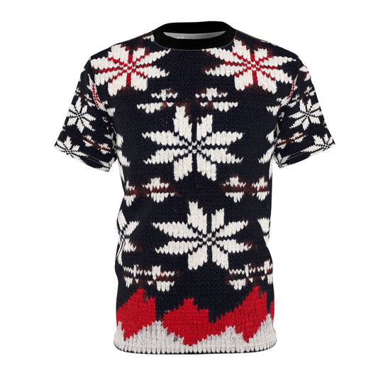 Citydripco. Winter Pattern Tee — Red & Black Holiday All-Over Print Shirt