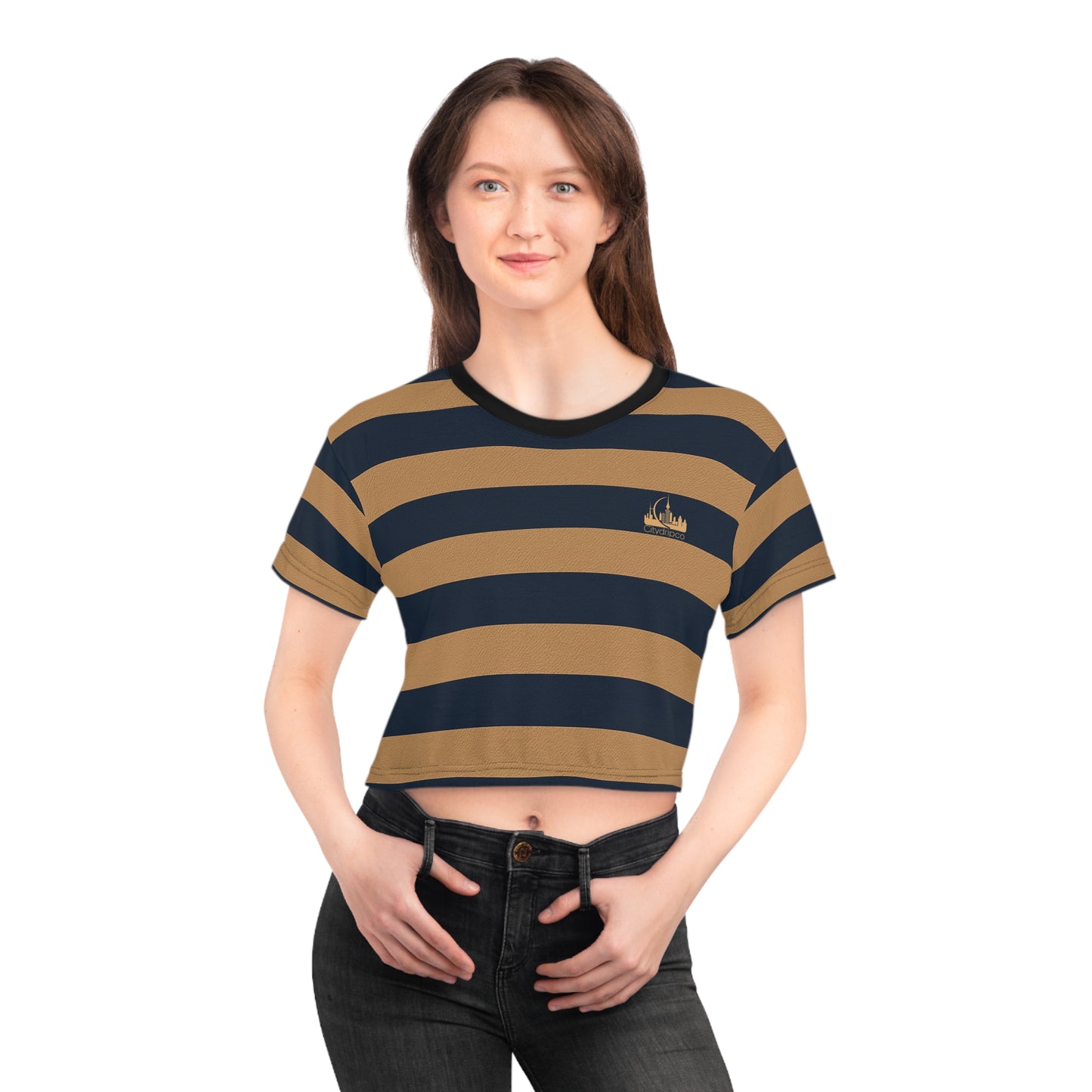 A Citydripco. Striped Chic Crop Tee, Casual T-Shirt, Stylish Summer Fashion, Trendy Gift, Beachwear Essential
