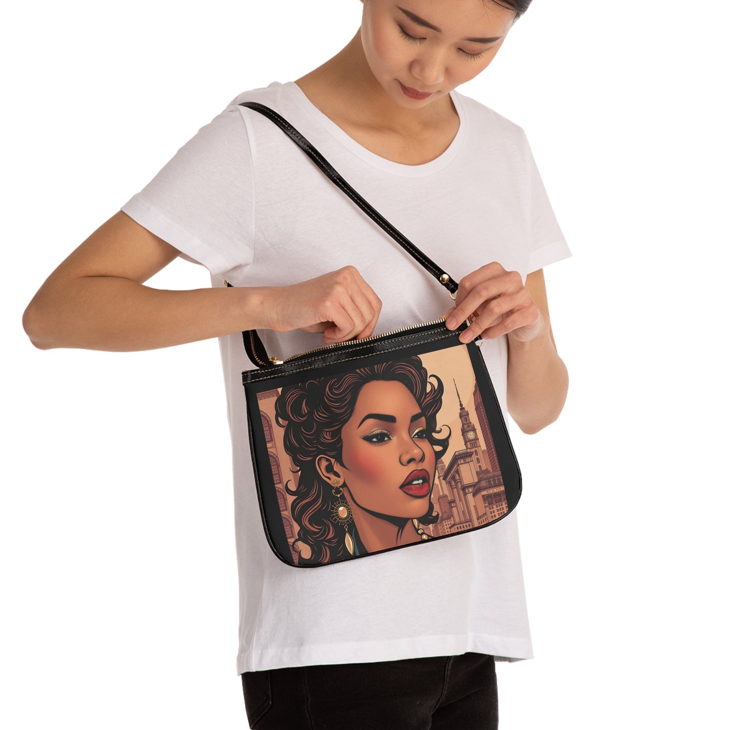 Beautifully Black Shoulder Bag - Stylish City Glamour Handbag
