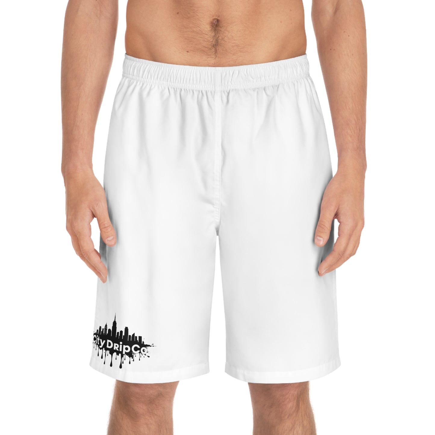City Drip Co. Black City Men's Board Shorts - Stylish Beach Swim Trunks for Summer Fun