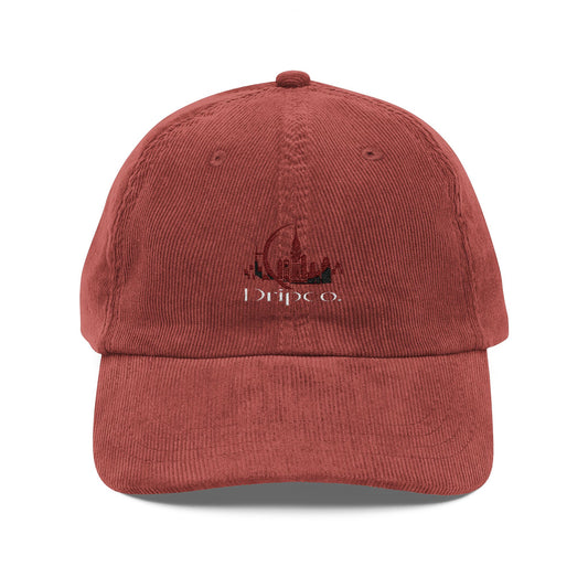 A City Dripco. Vintage Embroidered Corduroy Cap, Stylish Hat for Casual Wear, Perfect Gift for Travel, Outdoor Activities, and Everyday Style