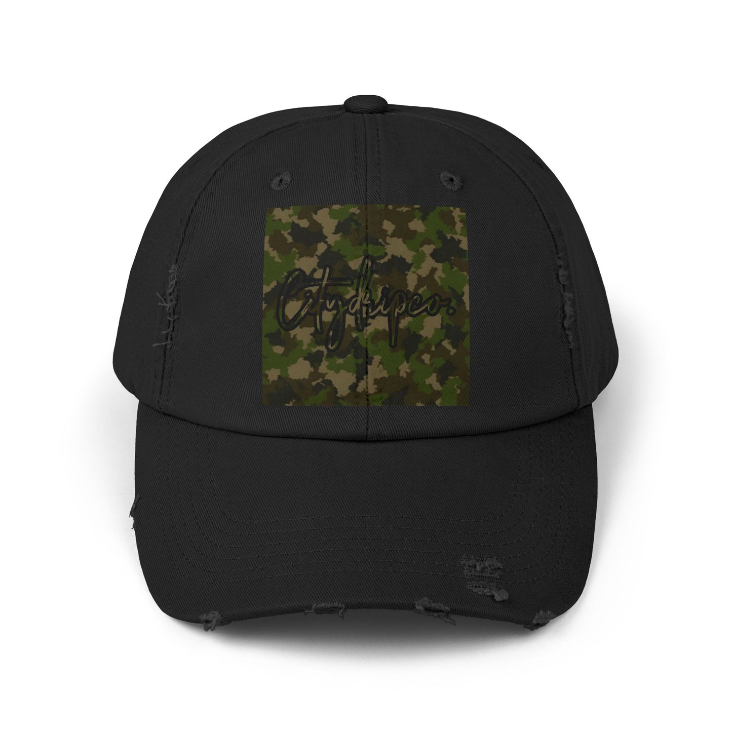 Citydripco. Camouflage Distressed Cap, Unisex Trendy Hat, Perfect for Outdoor Adventures, Casual Wear, Gift for Him/Her, Summer Fashion, Streetwear