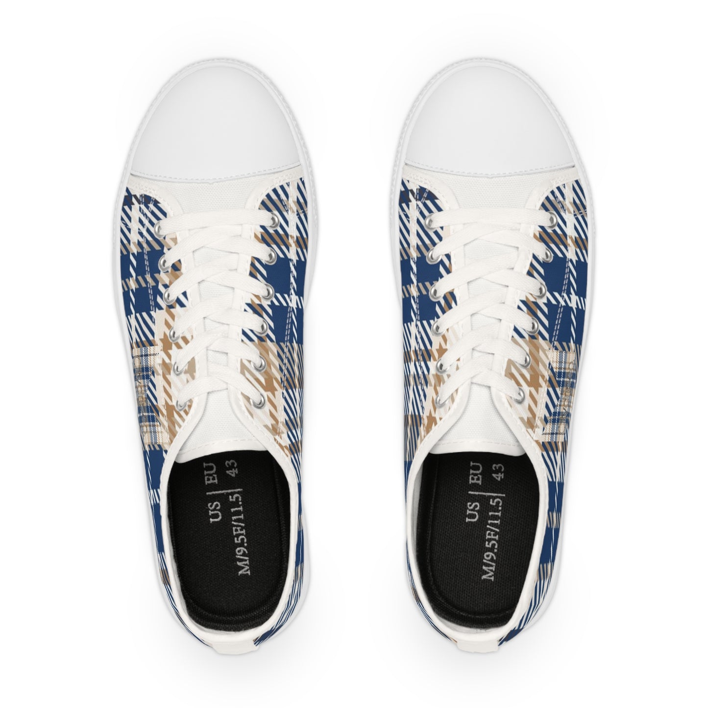 Citydripco. Plaidly Blue Stylish Men's Low Top Sneakers - Casual Comfort, Everyday Use, Fashionable Footwear, Perfect Gift for Him, Fall Style