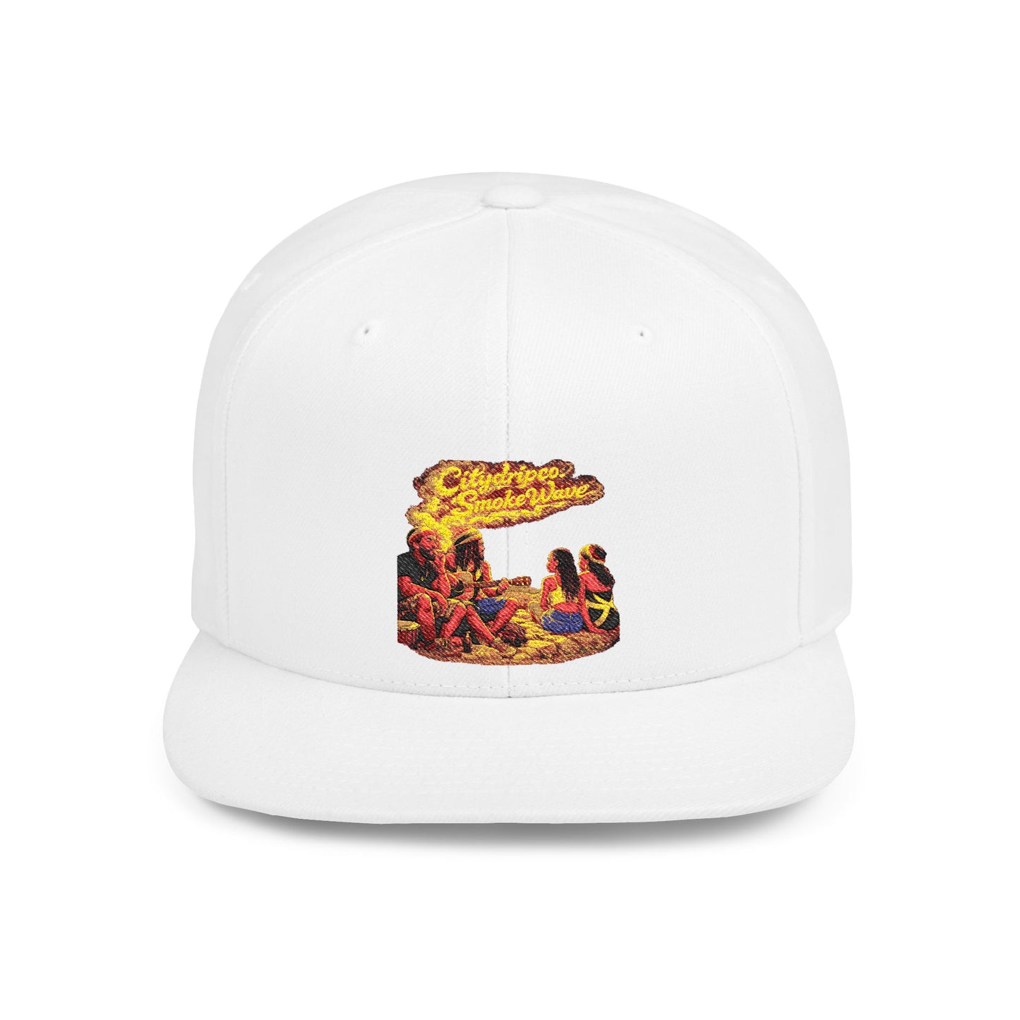 Citydripco. Smoke Wave Snapback Hat — Vintage Surf Wave Patch Embroidered Flat Bill Cap
