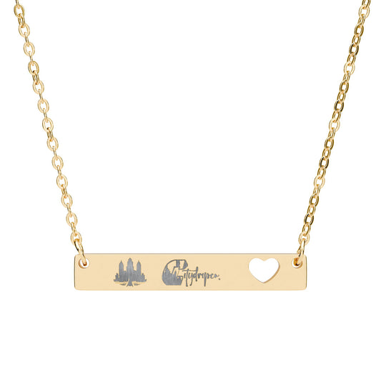 Citydripco. Cutout Heart Bar Necklace — Engravable Heart Cut-Out Bar Pendant