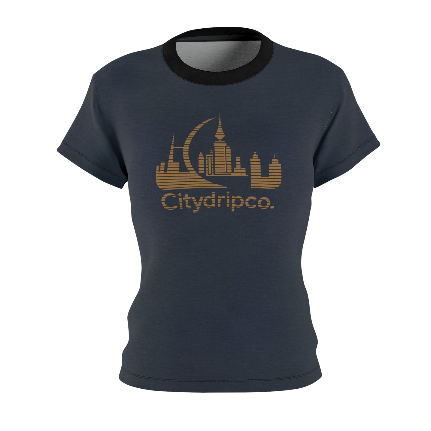 A Citydripco. Blue and Tan Tee, Women's Casual Wear, Graphic T-Shirt, Gift for Urban Lovers, Fashion for City Explorers