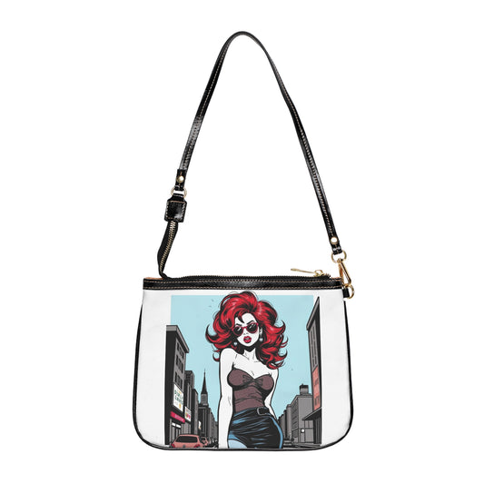 Retro Glam Small Shoulder Bag - Stylish Handbag with Chic Illustration