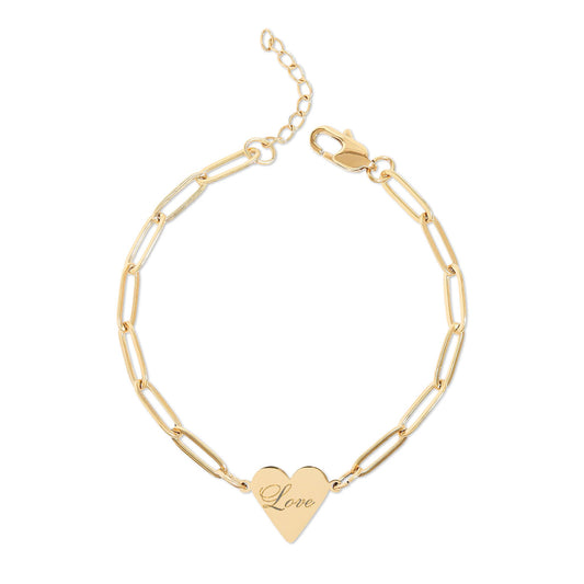 Citydripco Paperclip Heart Bracelet — Rose Gold Personalized Heart Charm