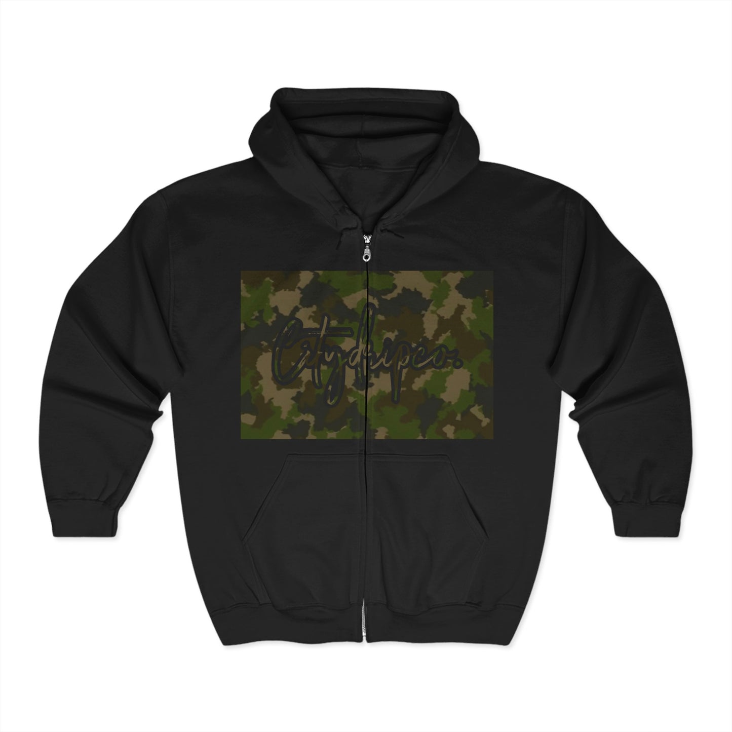 Citydripco. Camouflauge Graphic Zip Hoodie, Trendy Casual Wear, Unisex Fashion, Comfortable Layering, Outdoor Adventures, Gift for Nature Lovers