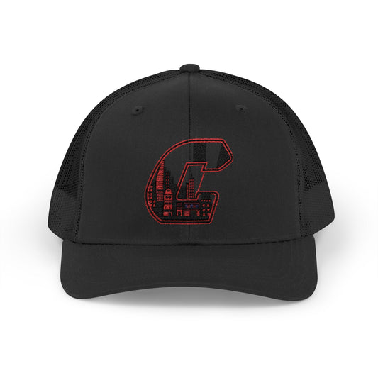 A Citydripco. City C Snapback Trucker Cap with Glitter Lettering, Customizable Cap for Sports, Casual Wear, Gifts, Outdoor Activities