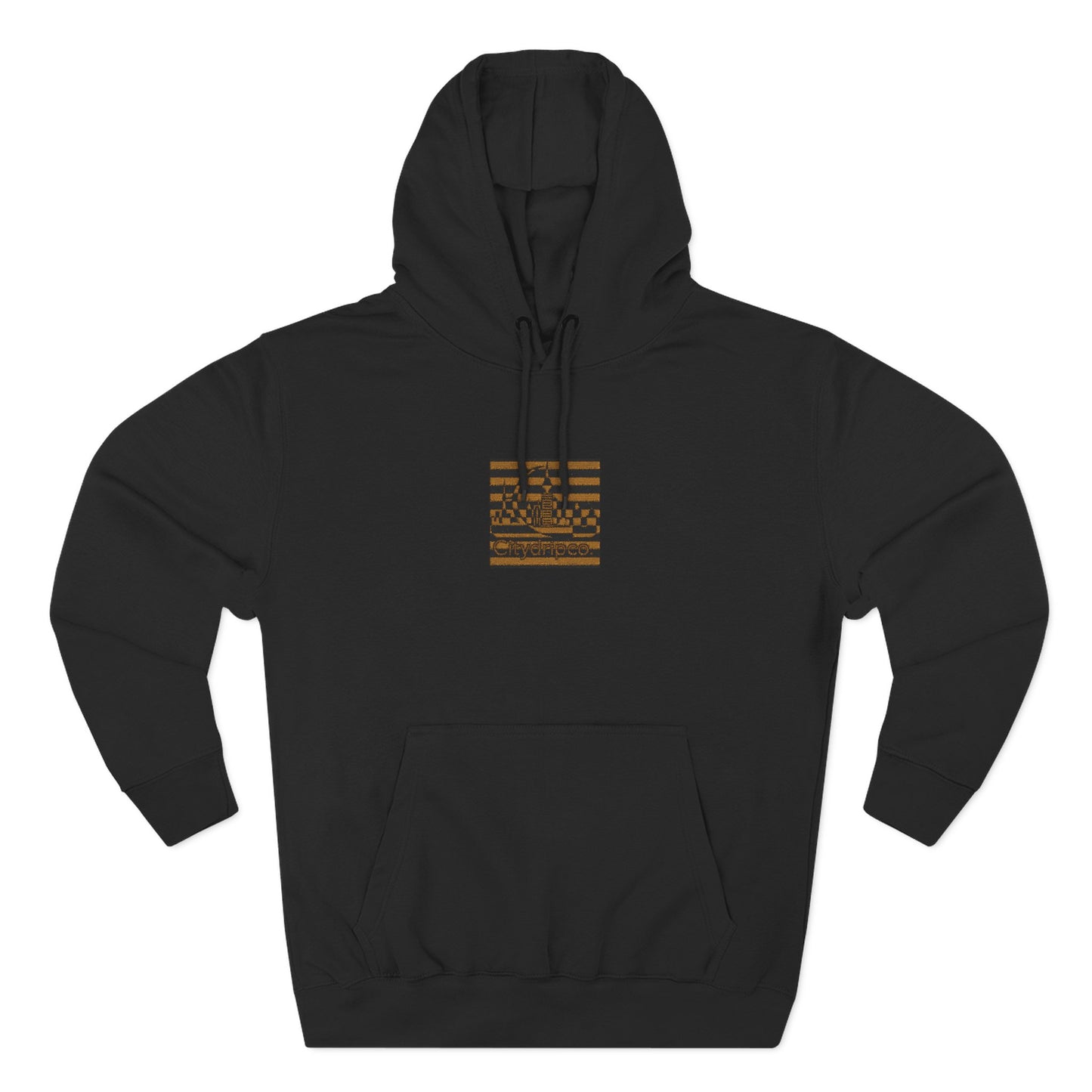 A Citydripco Striped Cozy Fleece Hoodie with Rustic Flag Design, Unisex Pullover, Comfortable Layering, Casual Wear, Gift for Holidays, Outdoor Adventures