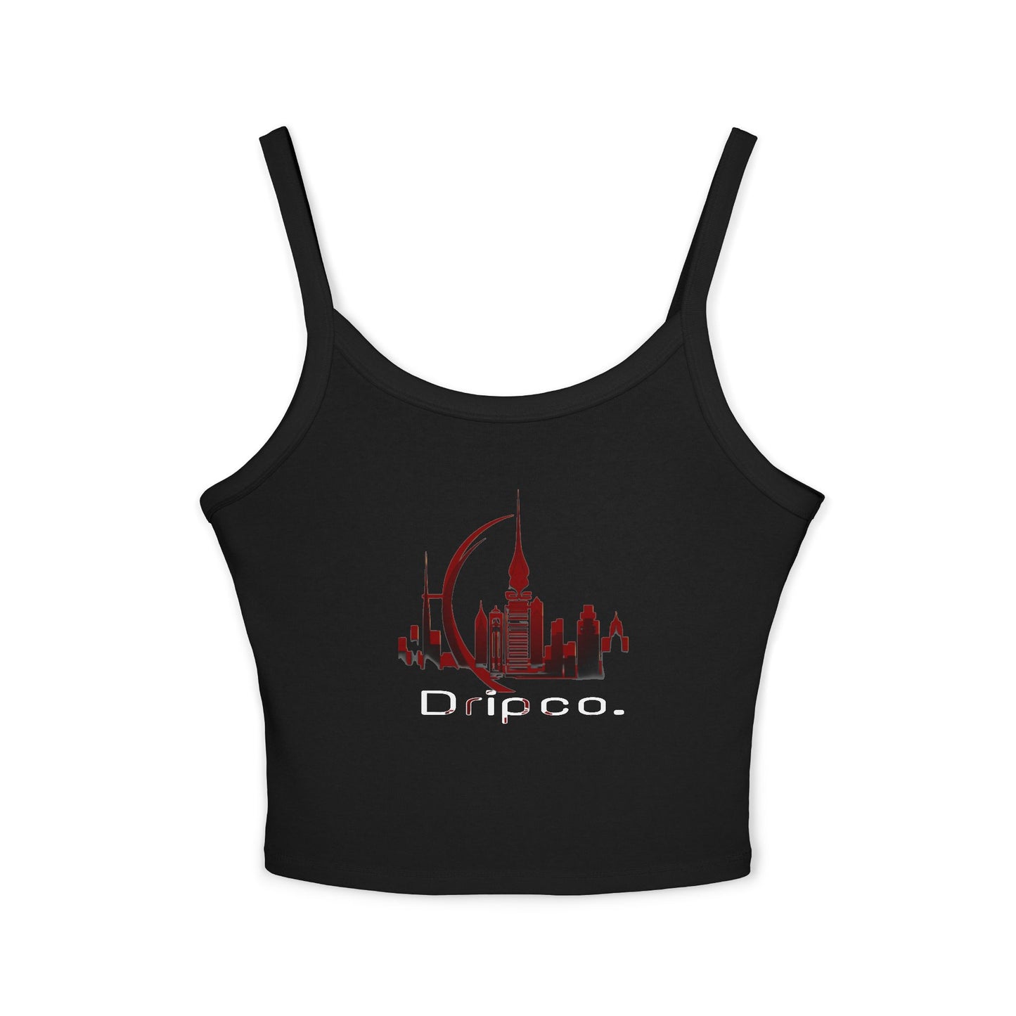 City Dripco. Chic Women's Spaghetti Strap Tank Top - 'Dripoo' Skyline Design