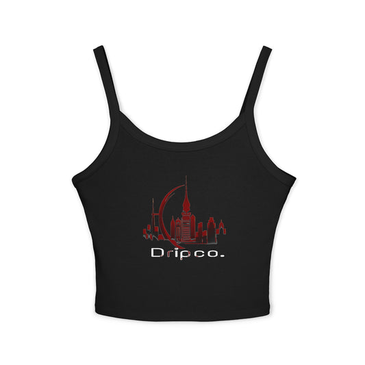 City Dripco. Chic Women's Spaghetti Strap Tank Top - 'Dripoo' Skyline Design