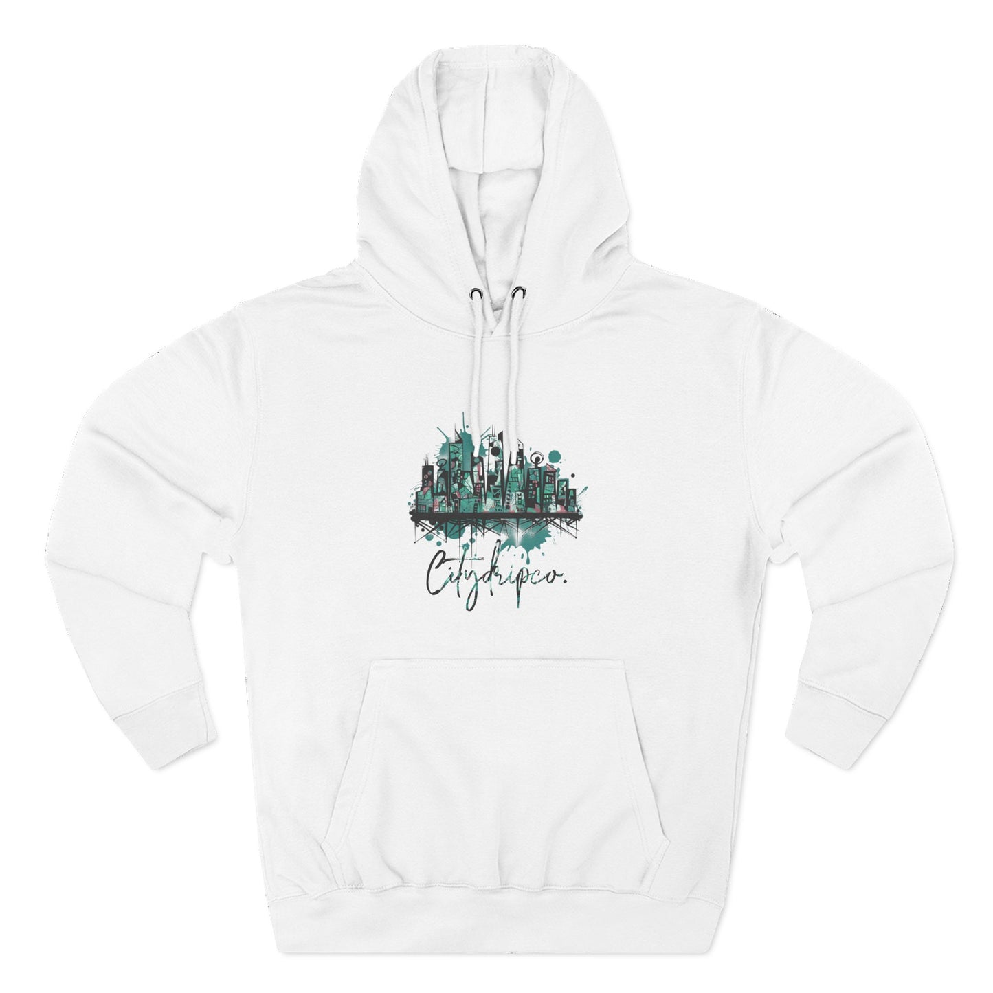 Citydripco. Splash City Fleece Hoodie, Urban Hoodie, Cozy Sweatshirt, Cityscape Apparel, Trendy Gift, Casual Wear for All Occasions