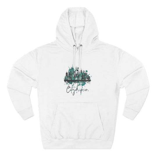 Citydripco. Splash City Fleece Hoodie, Urban Hoodie, Cozy Sweatshirt, Cityscape Apparel, Trendy Gift, Casual Wear for All Occasions