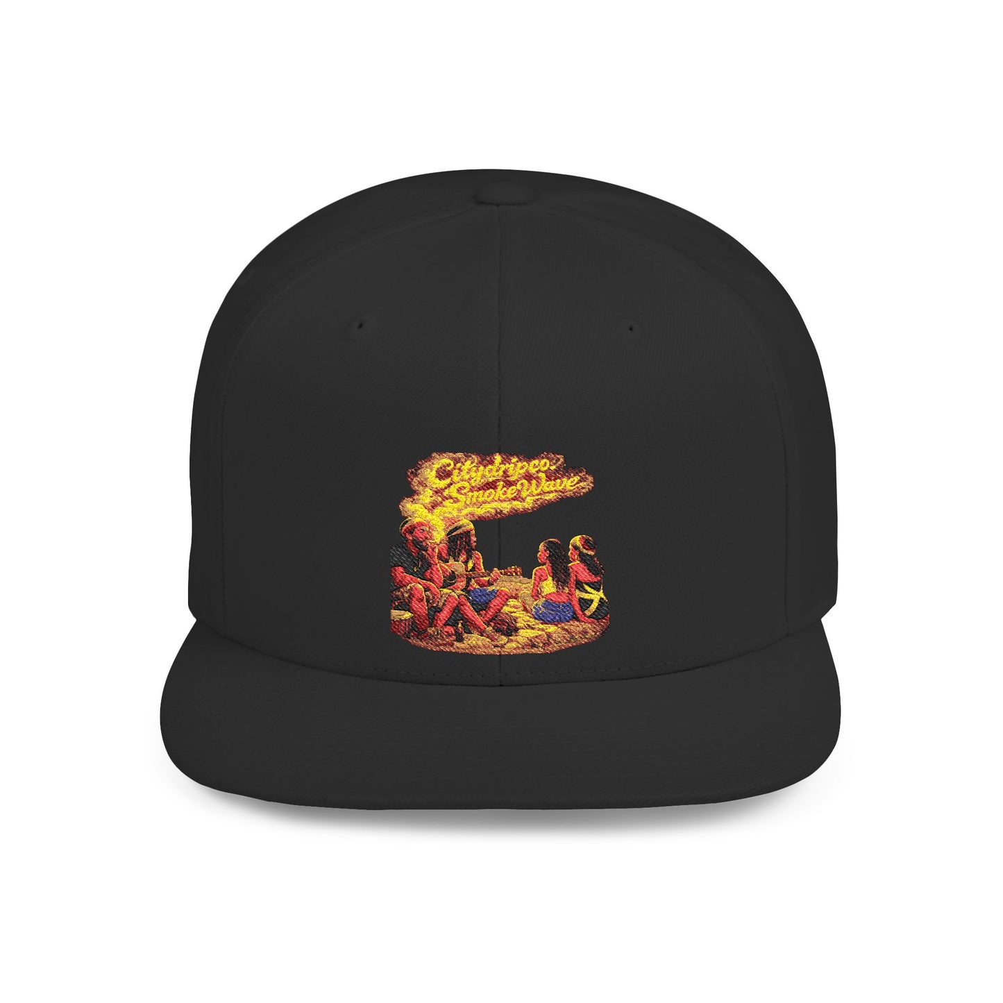 Citydripco. Smoke Wave Snapback Hat — Vintage Surf Wave Patch Embroidered Flat Bill Cap