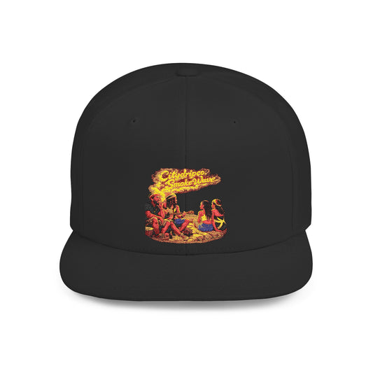 Citydripco. Smoke Wave Snapback Hat — Vintage Surf Wave Patch Embroidered Flat Bill Cap