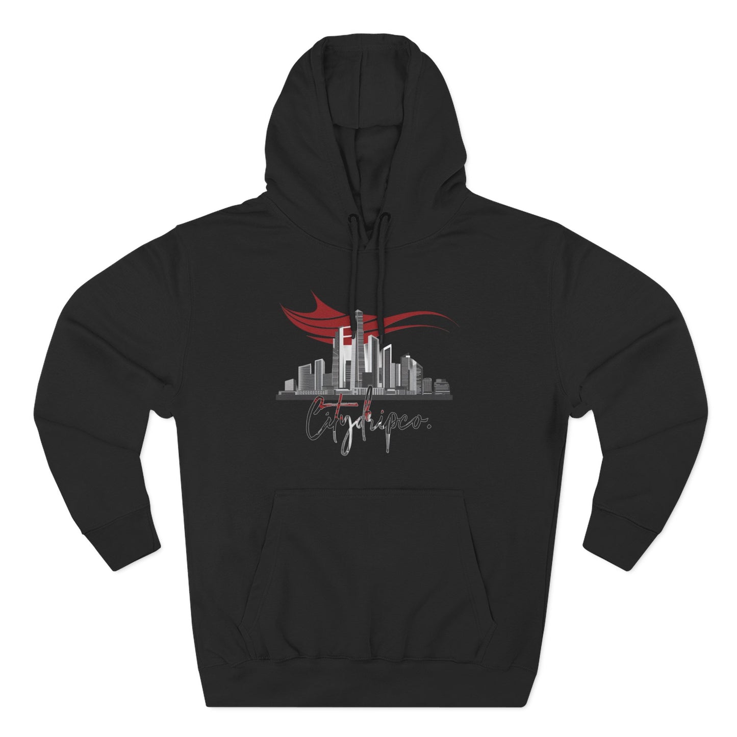 Citydripco. American Fleece Hoodie, Cozy Streetwear, Stylish Gift for Him/Her, Cityscape Design, Perfect for Casual Looks, Everyday Wear