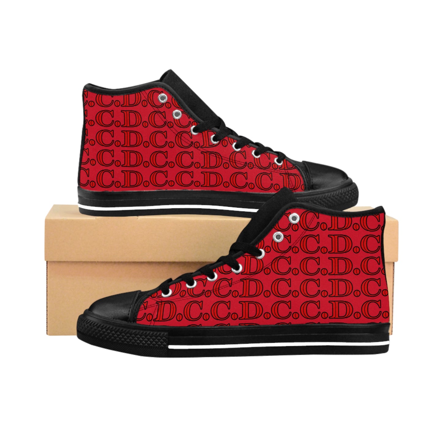 C.D.C. Monogram Men's Classic Sneakers - Bold Red Graphic High Tops