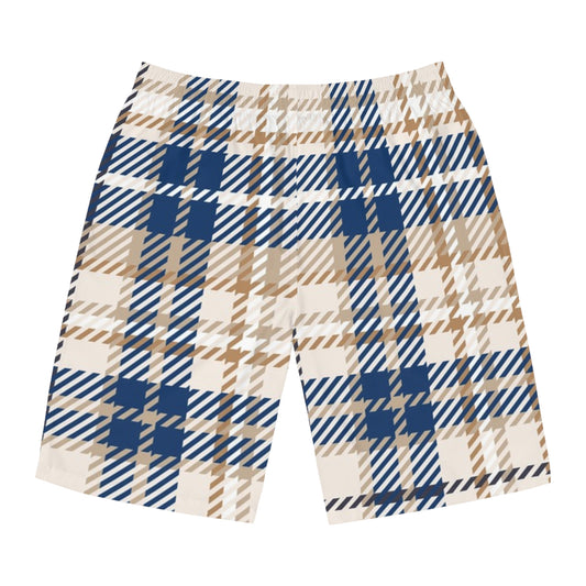 Plaidly Blue Men's Board Shorts for Beach and Summer Fun