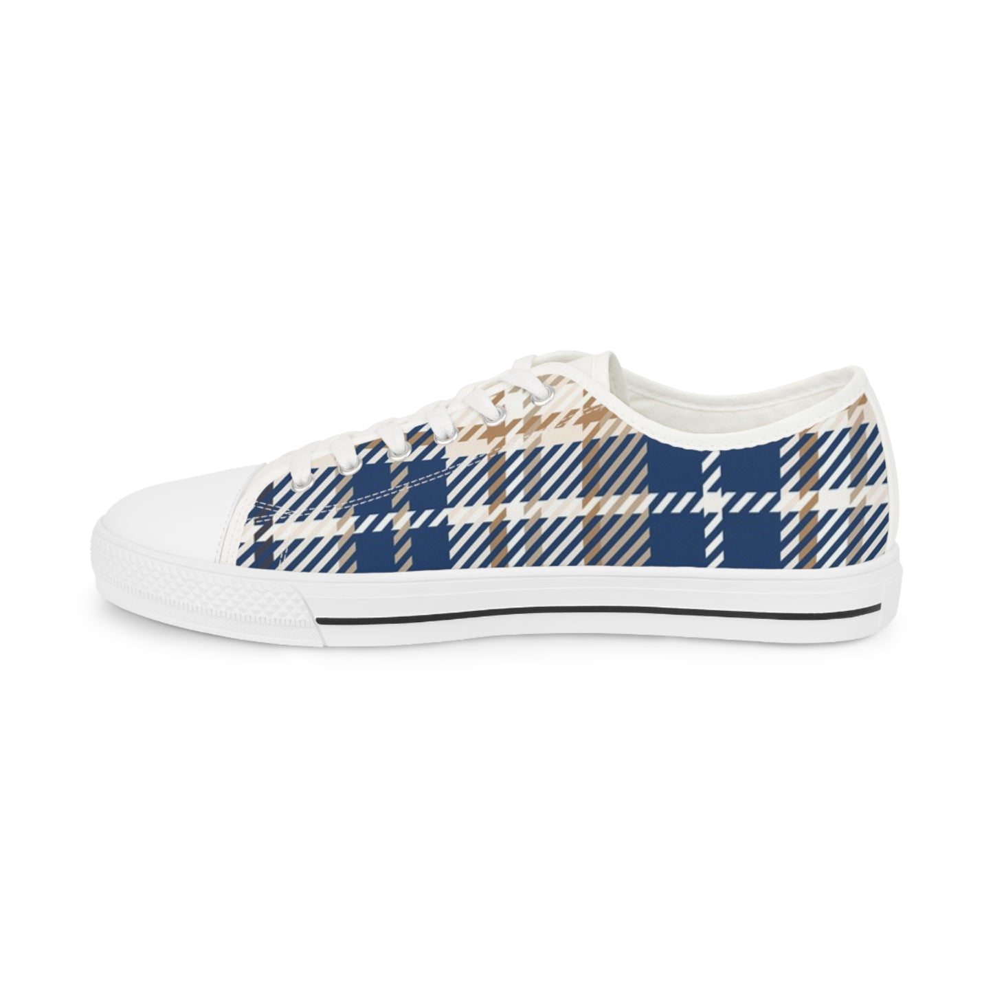 Citydripco. Plaidly Blue Stylish Men's Low Top Sneakers - Casual Comfort, Everyday Use, Fashionable Footwear, Perfect Gift for Him, Fall Style