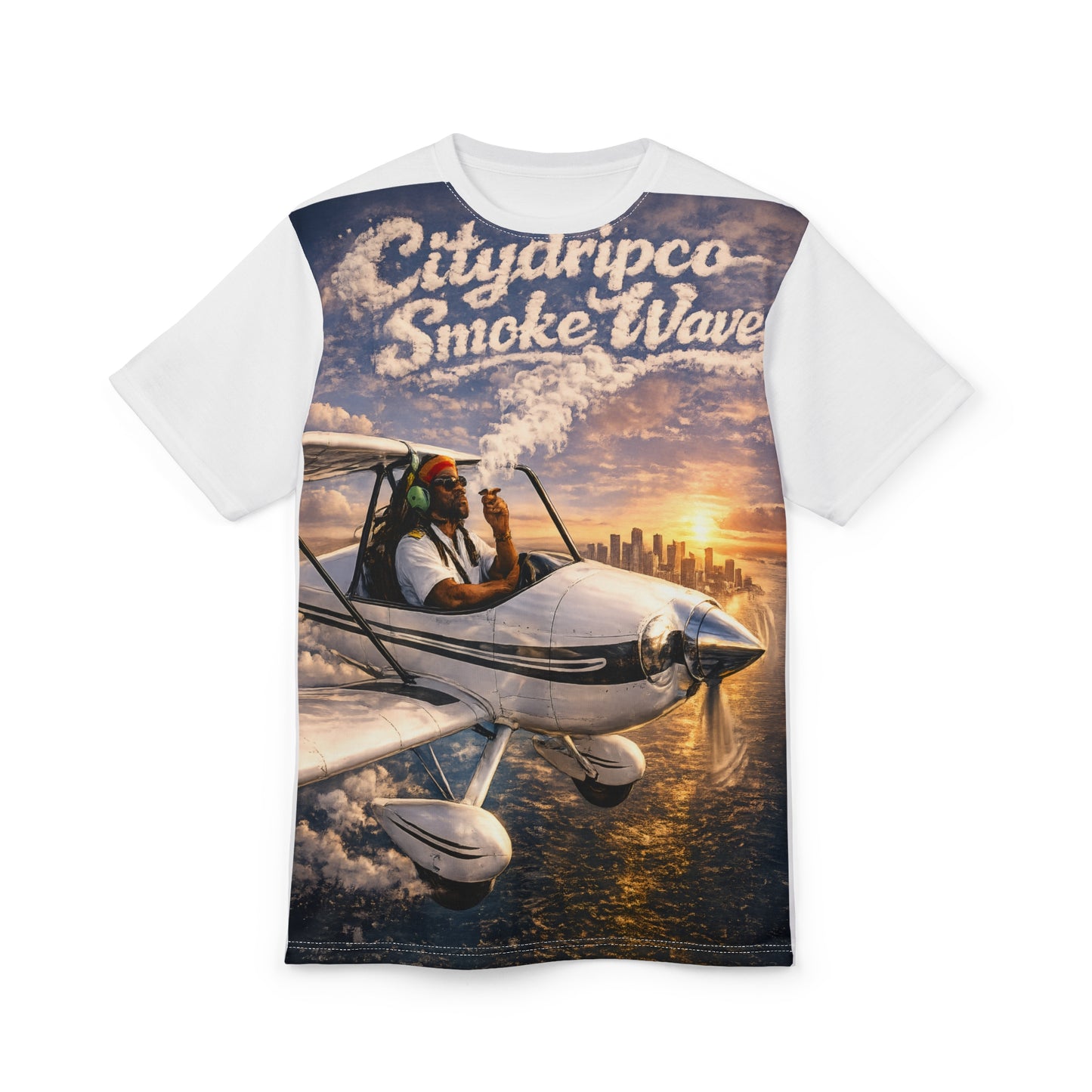 Citydripco Smoke Wave" Pilot Plane Graphic Shirt