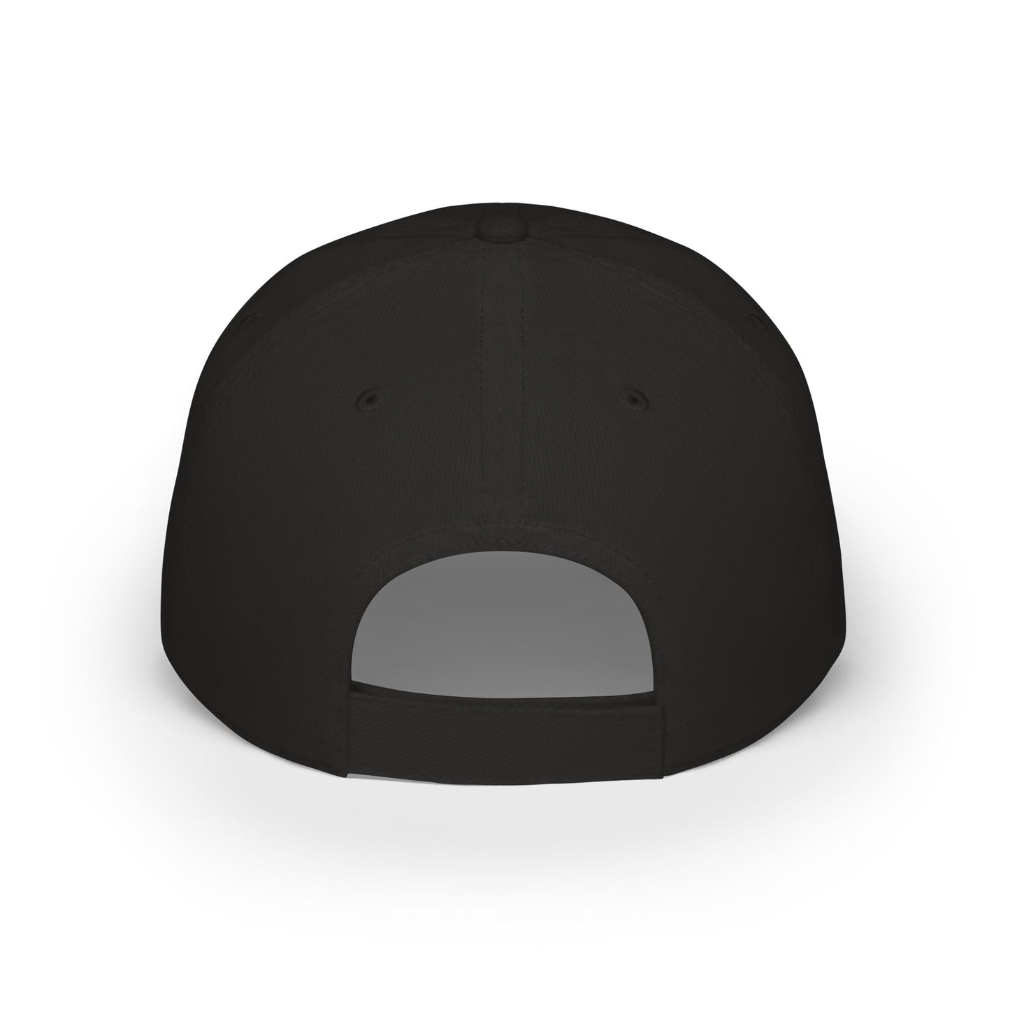 Low Profile Baseball Cap with Red & Black Gear Logo — Retro Industrial Dad Hat