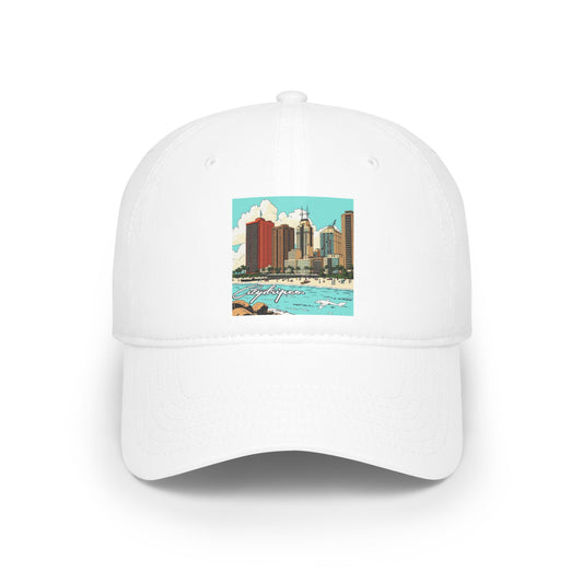 Summer Vibes Low Profile Baseball Cap - Retro City Skyline Design