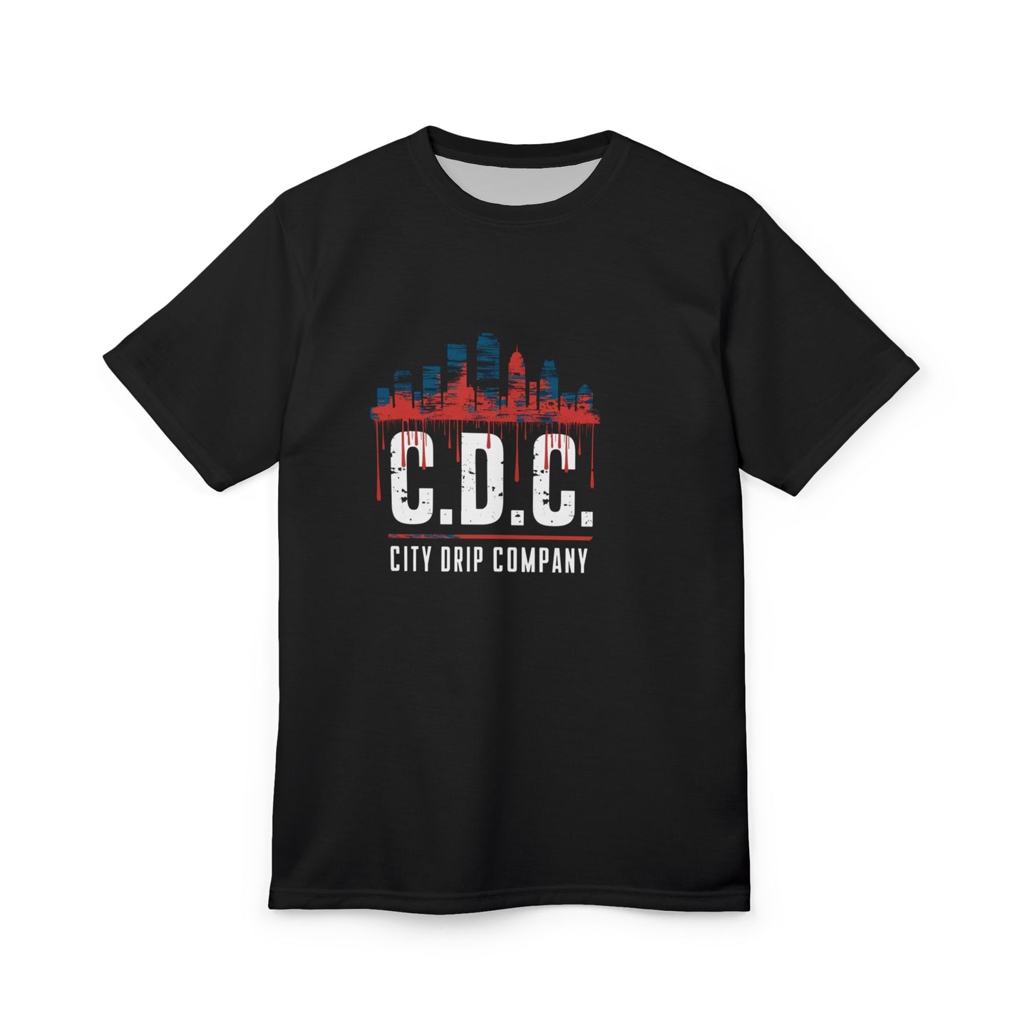 Mens Citydripco. Red & Blue City Urban Streetwear Tee - CDC City Drip Company