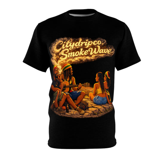 Citydripco. Smoke Wave Reggae Beach Crew Graphic Tee — "Citydripco Smoke Wave"