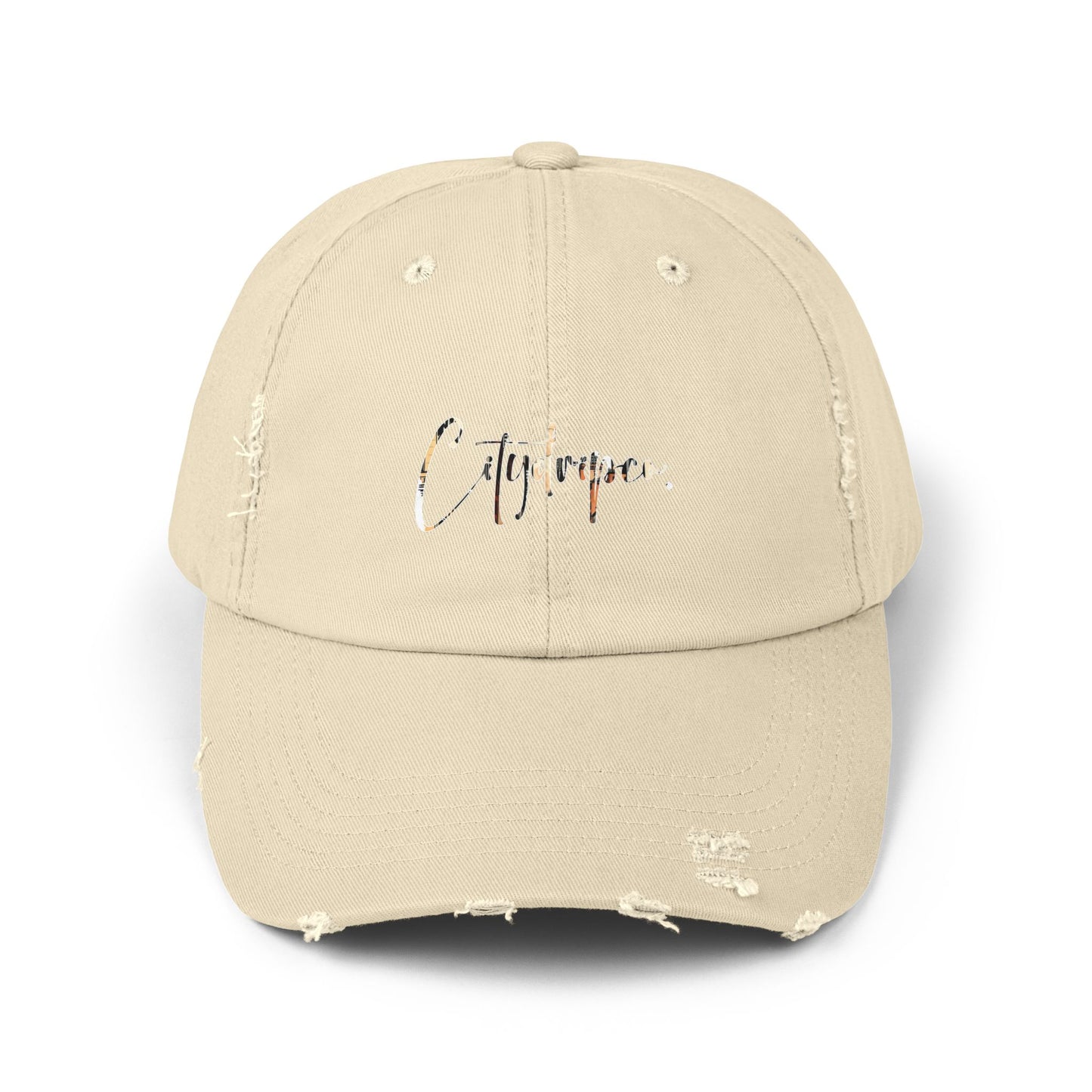 Citydripco. Uptown Urban Cityscape cursive Script Distressed Cap - Stylish Unisex Hat, Casual Fashion, Gift for Him or Her, Everyday Wear, Outdoor Adventures