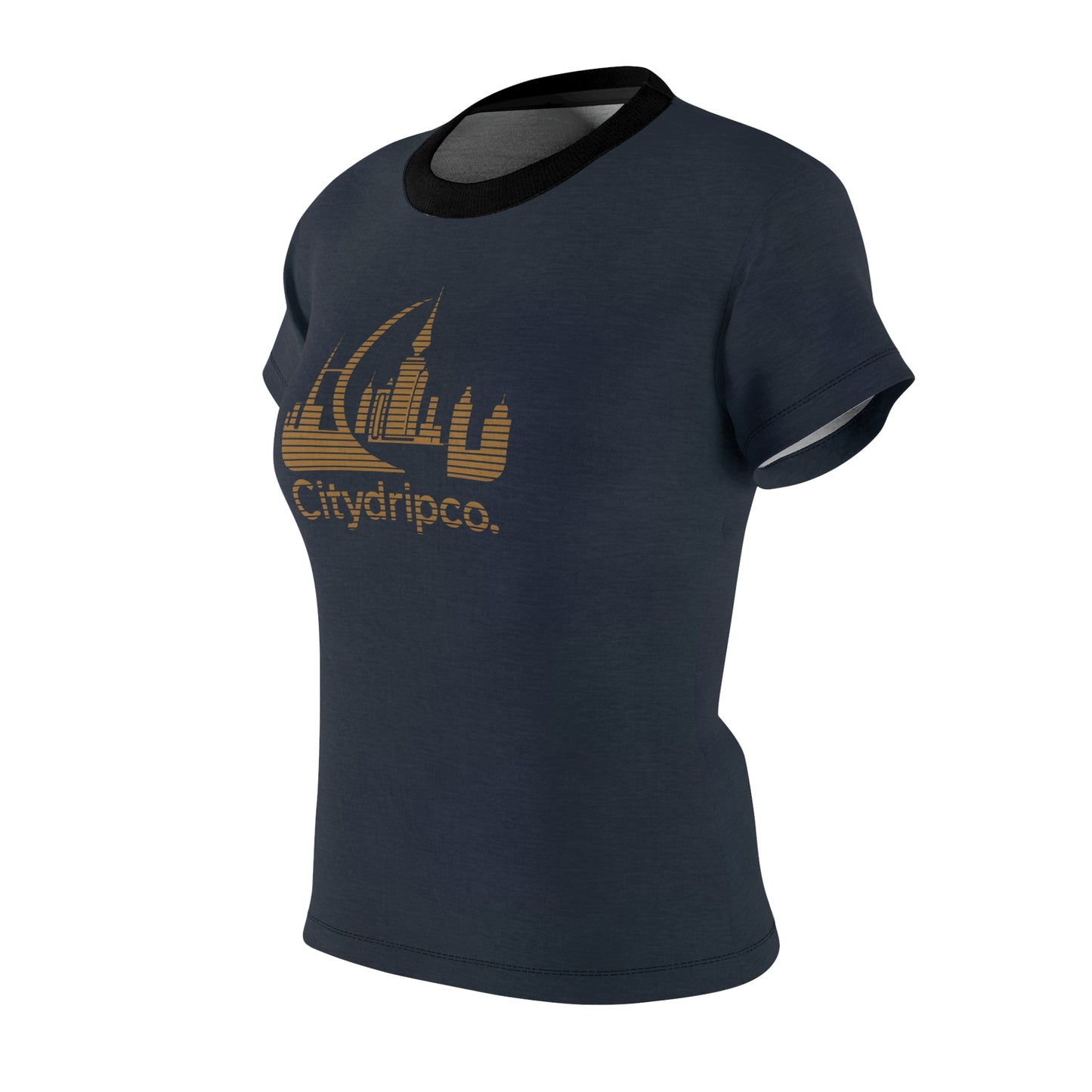 A Citydripco. Blue and Tan Tee, Women's Casual Wear, Graphic T-Shirt, Gift for Urban Lovers, Fashion for City Explorers