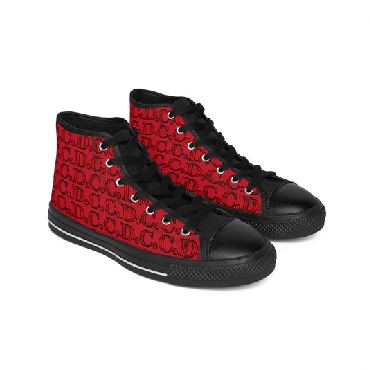 C.D.C. Monogram Men's Classic Sneakers - Bold Red Graphic High Tops