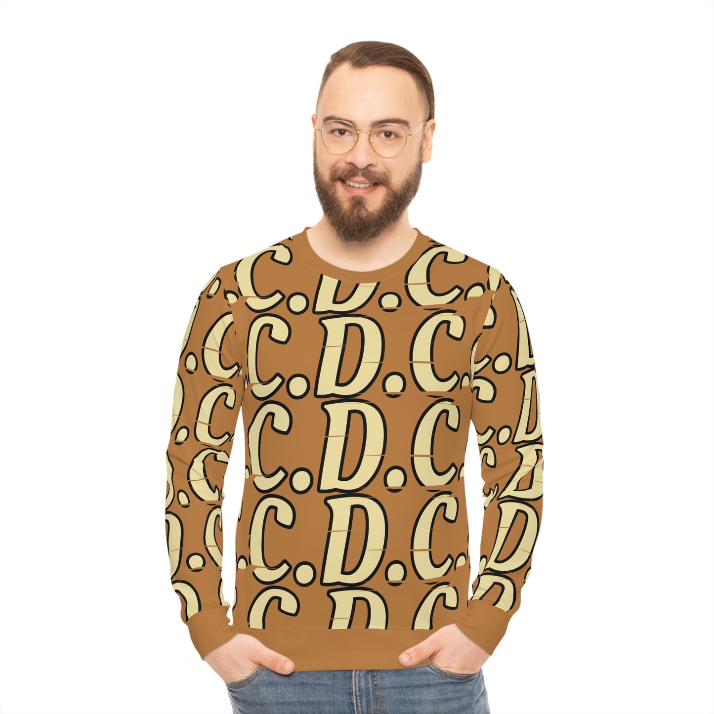 C.D.C. Monogram Trendy Lightweight Sweatshirt with Retro Letter Print