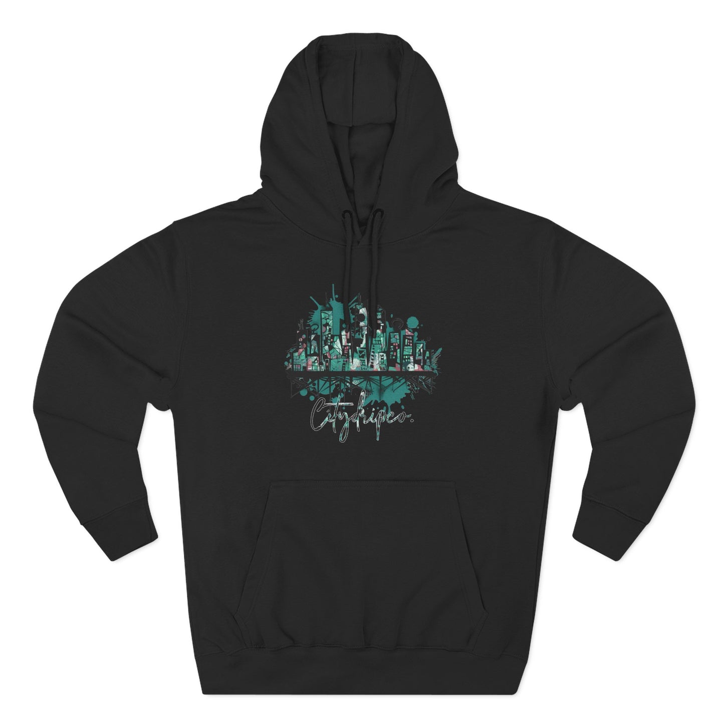 Citydripco. Splash City Three-Panel Fleece Hoodie: Cozy Urban Style, Streetwear Fashion, Gift for City Lovers, Casual Wear, Perfect for Fall