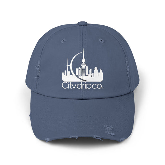 A Citydripco. Distressed Cap with City Skyline Design | Perfect for Casual Outfits, Summer Days, Festivals, and Gifts