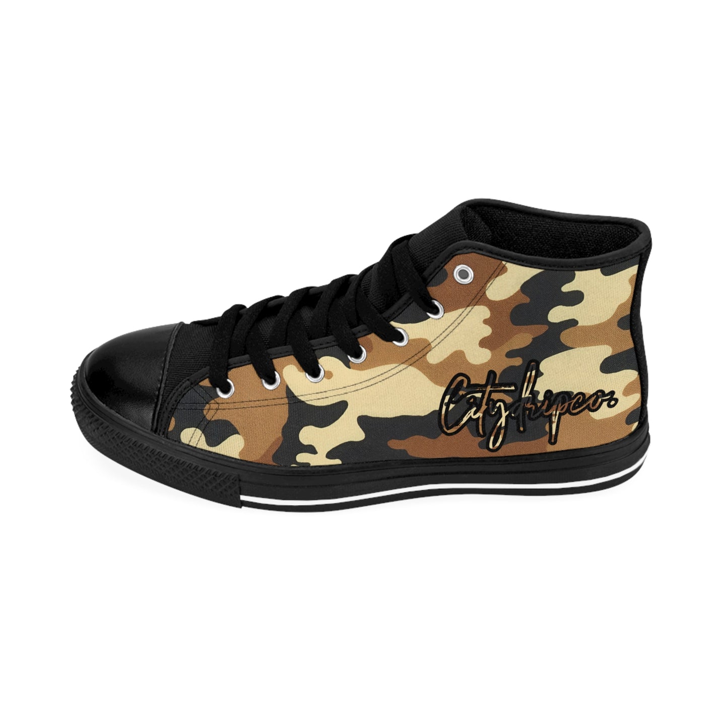 Citydripco. Camouflage High-Top Sneakers, Trendy Casual Footwear for Men, Urban Street Style, Perfect Gift for Fashion Lovers, Stylish Camouflage Shoes